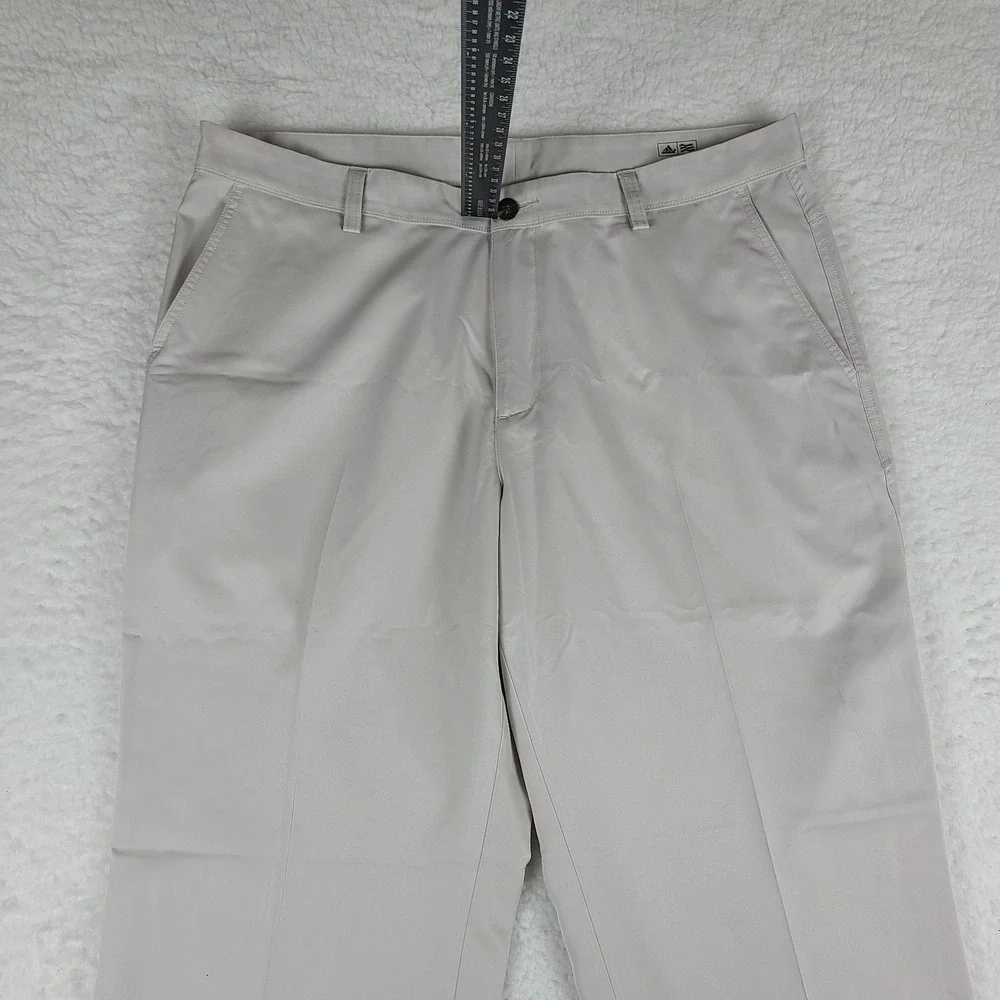 Adidas Pants Mens 36x32 Light Gray Beige Climalite Performance Tech Golf Chino *